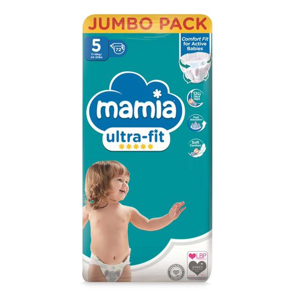 Ultra-dry Nappies - Jumbo Pack - Size 5 72 Pack Mamia